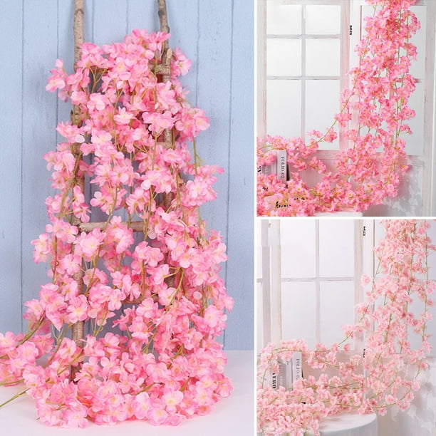 Muyoka Paquete de 8 enredaderas de flores de cerezo artificiales, 1,8 m/5,9 pies, guirnalda de flores de cerezo de seda para colgar, guirnalda de sakura sintética para interiores y exteriores, hogar, Muyoka Hogar