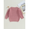 thumbnail image 4 of Caoirhny Toddler Girls Autumn Winter Knit Sweater Long Sleeve Letter Embroidery Pullover Knitwear, 4 of 9