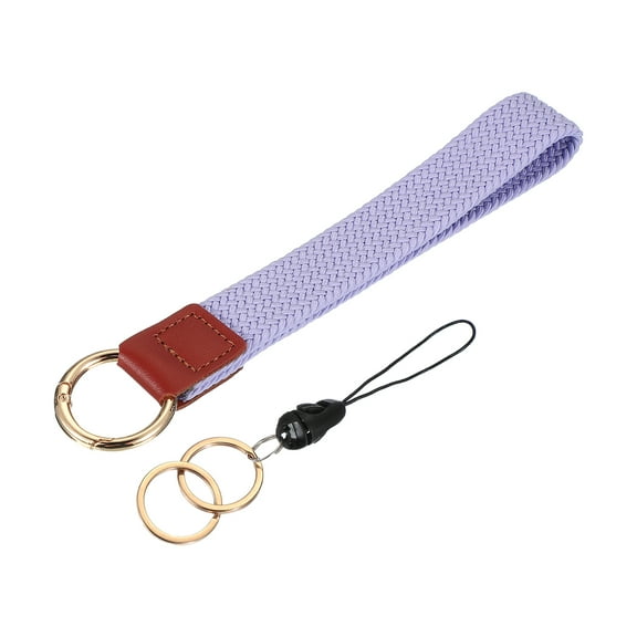 Uxcell 6.8" Keychain Wristlet, Key Chain Wristlet Bracelet Braided Wrist With Double Rings Lavender
