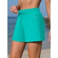 thumbnail image 4 of Charmo High Waisted Swim Shorts for Womens with Zipper Pockets Quick Dry Board Shorts Swimsuit Bottoms Built-in Brief, 4 of 8