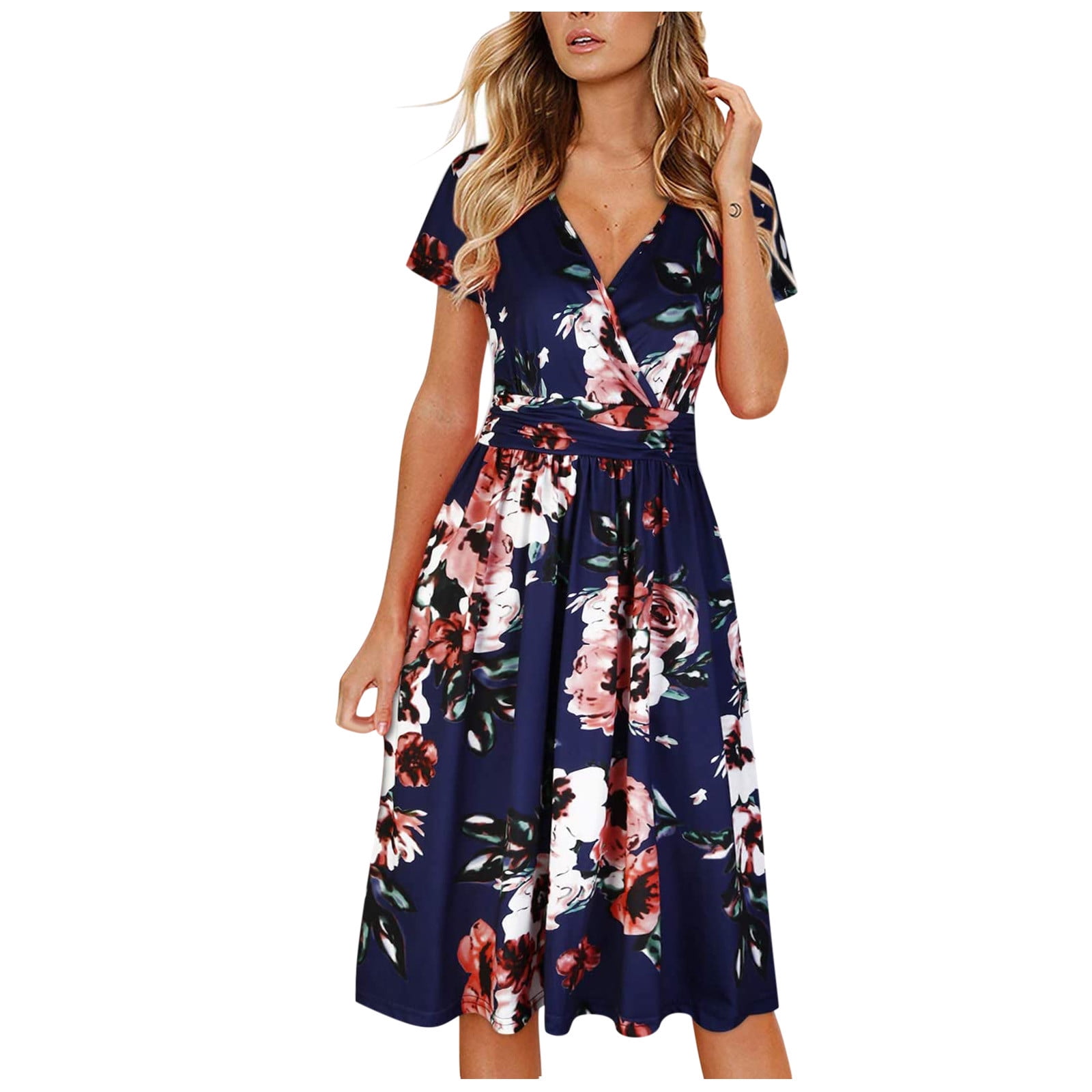 Dresses for Women 2023 Dress Floral Short Loose Women's Beach Casual ...