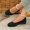 thumbnail image 5 of Willtoo Women's Flats Slip On Pearl-Embellished Go Walk Shoes for Women Comfortable Walking Sneakers Knit Low Wedge Dressy Ballet Shoes, 5 of 5