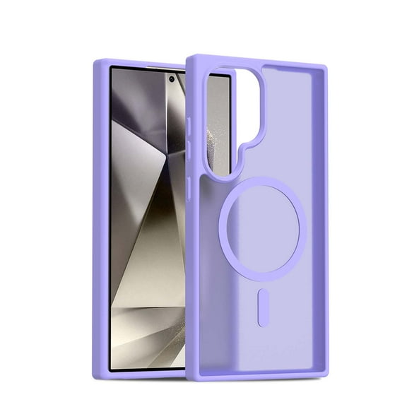 Designed for Magnetic Samsung Galaxy S24 Ultra Case,[Compatible with MagSafe] [Military Grade Drop Protection] Hybrid Slim Translucent Matte Shockproof with Anti-Fingerprint Phone Case,Purple