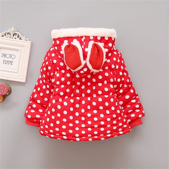 Vedolay Girls Tops 2023 Fall Coats for Girls Print Zip Up Long Sleeve Windproof Coat,Red 12-18 Months