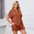 thumbnail image 4 of Defitshape Women's Casual Short Sleeve Pajama Set Shorts Pj 2 piece Sleepwear Elastic Waist Drawstring Sleep Nightwear Red Small, 4 of 4