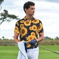 thumbnail image 3 of Fotbe Navy Blue Plaid Sunflower Camiseta Polo de Golf para Hombre con Estampado – Camisa Deportiva Transpirable con Cuello Abotonado-Medium, 3 of 6