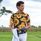 thumbnail image 3 of Balery Navy Blue Plaid Sunflower Camisa Polo de Hombre con Estampado, de Manga Corta y Tejido Medio, Camisa Tipo Golf Polo-3X-Large, 3 of 6