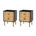 thumbnail image 6 of 2 Drawer Storage End Table Set of 2 Chest Cabinet Table Metal Legs for Home Black, 6 of 7