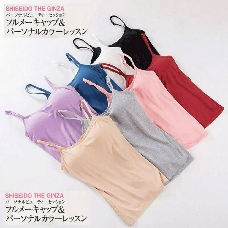 Women's Sexy Comfortable Stretch Cotton Cami Camisole Fashion Sports Casual  Home Camisole with Chest Pad 