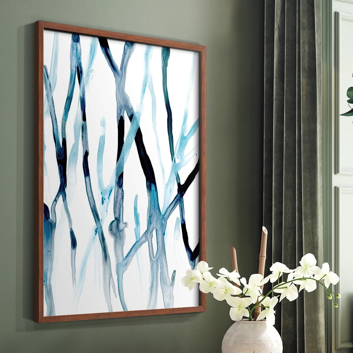 Runnel II Framed Print in Brown Solid Wood Framed Print No Nail Hanging