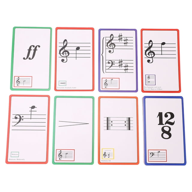 Music Flash Cards, Long Lasting 50 Pcs Double Sided Laminated Card Piano Note Flash Cards for Study