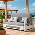 thumbnail image 3 of NessCarsti Outdoor Sofa Daybed with Pull-Out Trundle, Convertible Sleeper Couch for Patio or Balcony, 34.6" D x 62.2" W x 34.2" H, Gray/White, 3 of 7