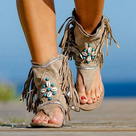 

Aayomet Sandals for Women Sandals Retro Tassel Sandals Women Flip Outdoor Flops Ladies Ethnic For Women Bohemian Shoes Women s Khaki 8