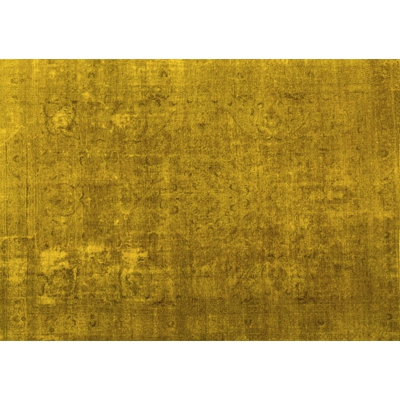 Ahgly Company Machine Washable Indoor Rectangle Persian Yellow Bohemian Area Rugs, 5' x 7'