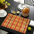 thumbnail image 3 of Set of 6 Two Tone Checkered Placemats Machine Washable Durable Linen Table Mats Heat Resistant Wrinkle Free Contrast Plaid Place Mats for Dining Table Kitchen, 3 of 5