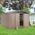 thumbnail image 7 of YODOLLA 10' x 8' Outdoor Metal Storage Shed in Brown Patio Storage Building with Lockable Door for Garden, Backyard, 7 of 7