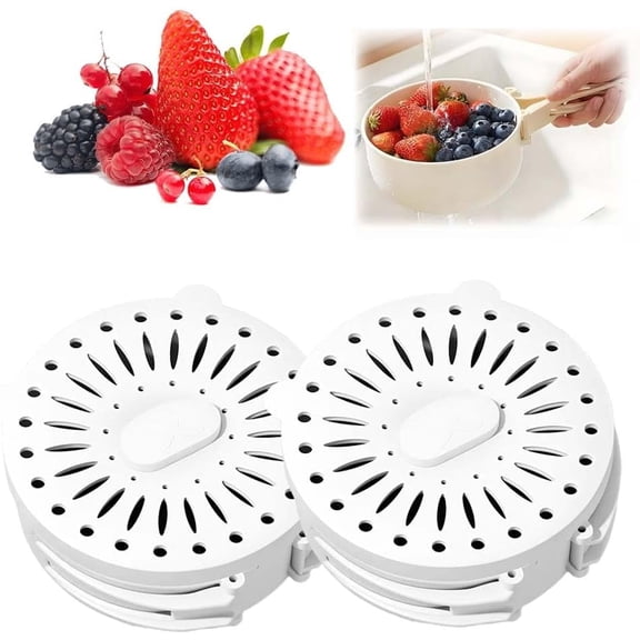 2-in-1 Multifunctional Fruit Vegetable Washing Basket with Strainer & Lid, Portable Draining Bowl with Handle for Kitchen Food Storage ﻿