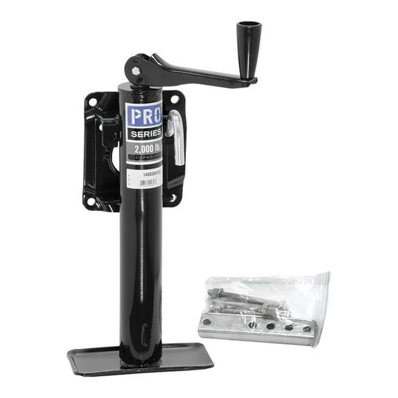 Pro Series Bolt On 2000 Pound Capacity Topwind Swivel Trailer Jack w/ Footplate