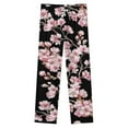thumbnail image 4 of Cherry Blossom Print Winter Female Pants Flannel High Waist Women Pants Lady Warm Straight Leg Plush Trousers, 4 of 7