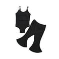 thumbnail image 1 of FOCUSNORM Combinaison à Bretelles Col en V pour Filles Tout-Petits + Pantalon Évasé, 1 of 5