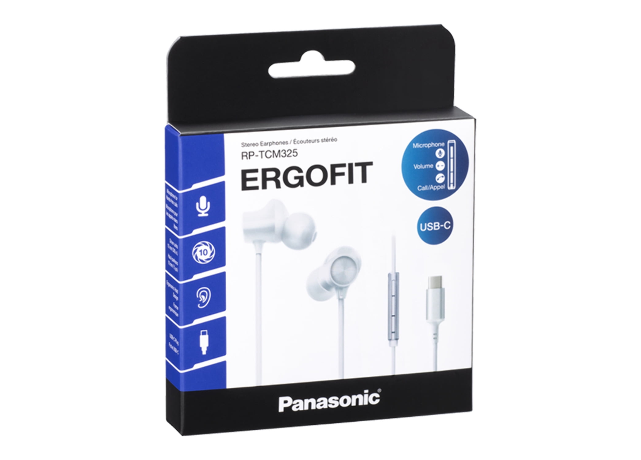 ErgoFit In-Ear Earbud Headphones with Microphone, USB-C Compatible