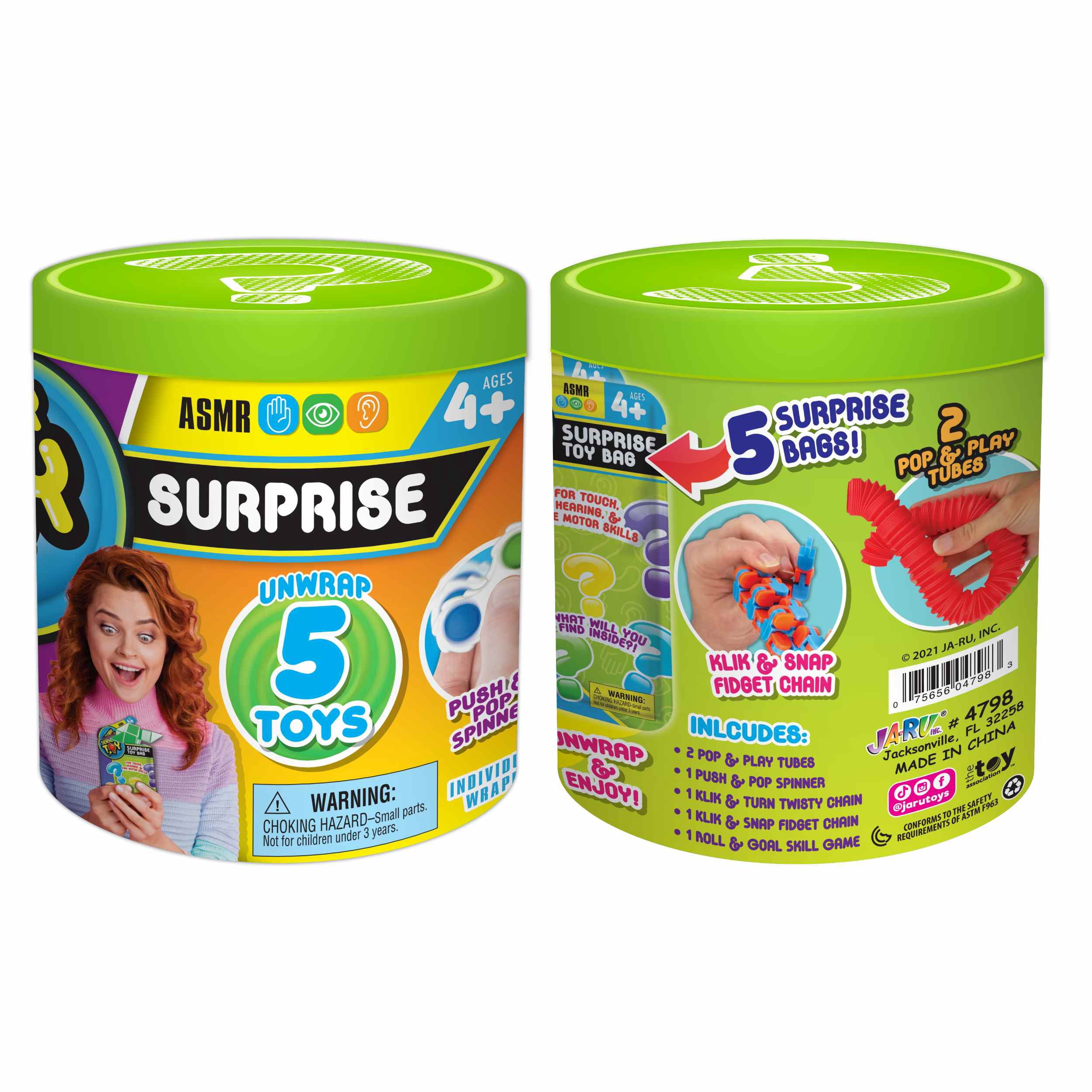 Ja-Ru Sensory Surprise 5 Pack Bucket Novelty Toy, Child, Plastic