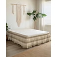 thumbnail image 2 of Abstract Art Bed Skirt California King Size 18" Drop Brown Khaki Ombre Geometric Wavy Lines Ruffled Wrap Around Bed Skirts Adjustable Elastic Bedskirt Dust Ruffle for California King Size Bed, 2 of 7