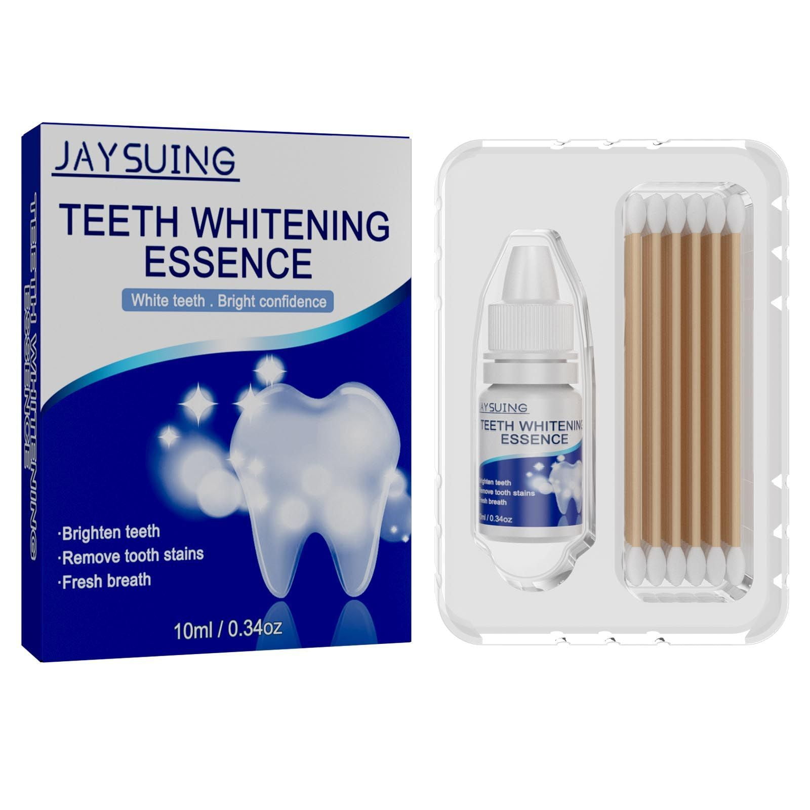 Teeth Whitening Serum with 10 Cotton Swab - Effective & Painless Whitening - Perfect for Sensitive Teeth - Natural Mint Flavor