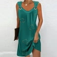 thumbnail image 2 of Honeeladyy Mini Dresses for Women Summer Sleeveless Print Beach Dress A Line Strap Vacation Sundresses Green S, 2 of 5