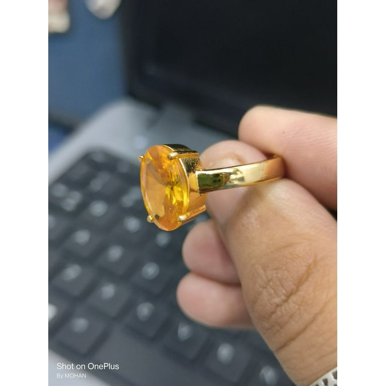 Natural Certified buy Yellow Sapphire (Pukhraj) Panchdhatu Rashi Ratan Astrological Purpose Ring For Men And Women