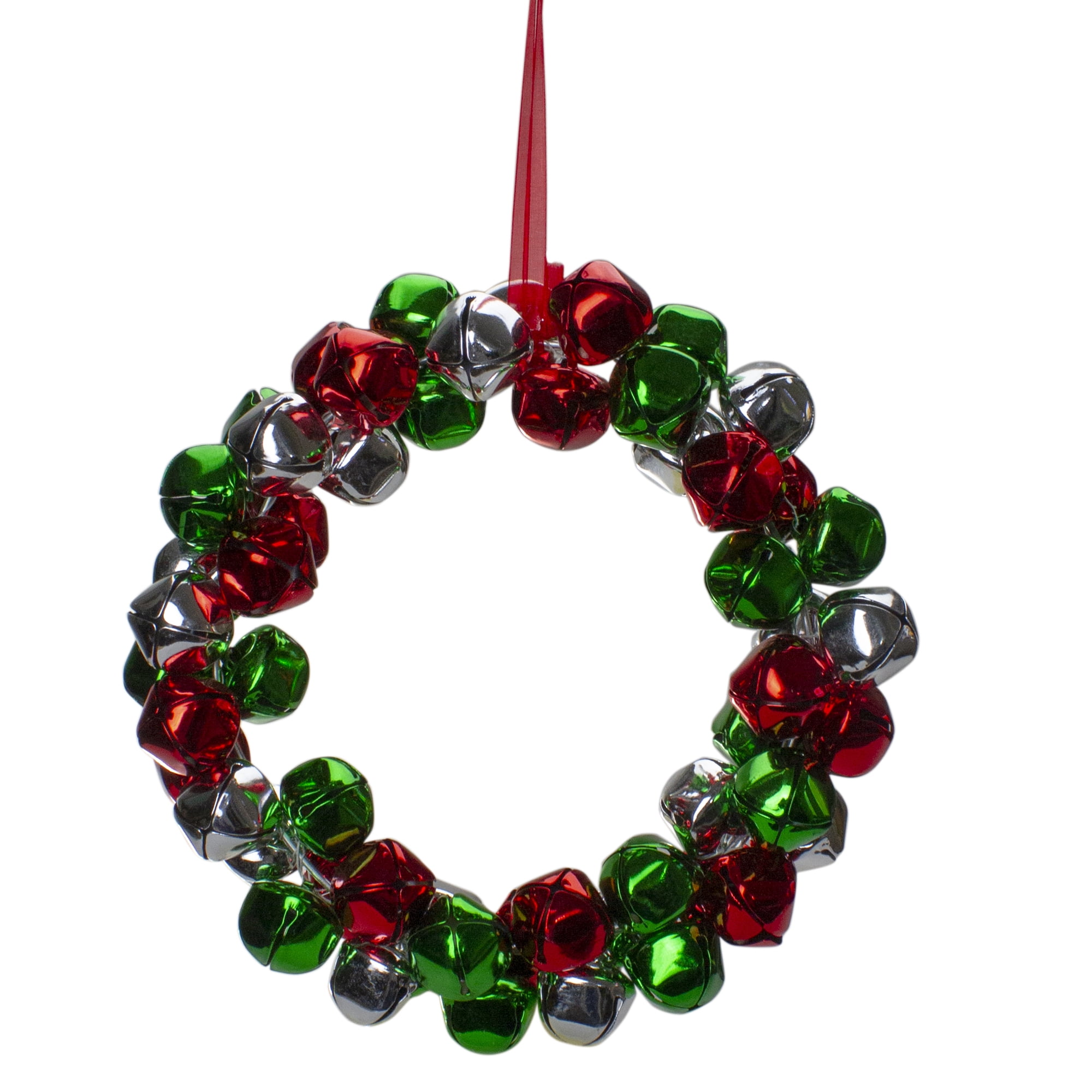 New 9 counts Christmas Jingle Bells Ornaments Decorative Metal Green Gold Red