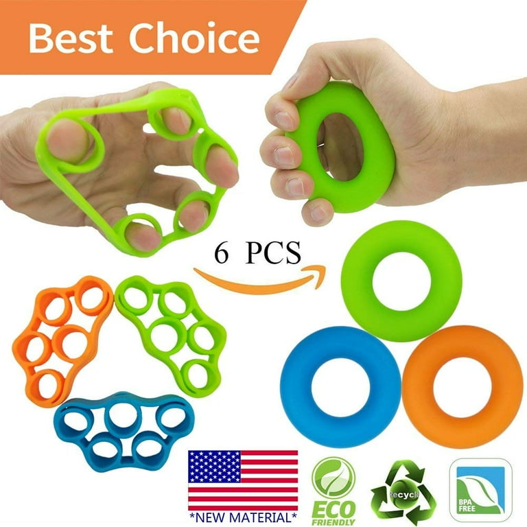 Hand Grip Strengthener Finger Exerciser Grip Strength Trainer 6 PCS New MATERIAL Forearm Grip Workout Finger Stretcher Relieve Wrist Pain