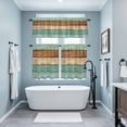 thumbnail image 3 of Farmhouse Teal Blue Brown Kitchen Curtains Sets for Windows 24 Inch Length, Vintage Wooden Striped Rod Pocket Window Treatments Tier Curtains and Valances Set for Bedroom/Bathroom, 3 of 8