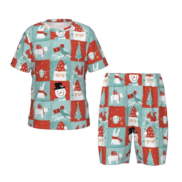 Balery Warm Christmas Memories Conjunto de Pijama Infantil de Manga Corta con Estampado – Ropa de Dormir de Algodón Suave-3X-Large