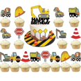 thumbnail image 2 of Kit de suministros para fiesta de cumpleaños infantil con temática de construcción, pancartas, globos, adornos para pasteles y cupcakes, juego de decoración de vehículos, 2 of 2