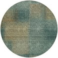 thumbnail image 4 of HomeRoots 584304 8 ft. Round Abstract Washable Indoor & Outdoor Area Rug, Teal Blue, Brown & Taupe, 4 of 5