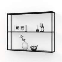 Mango Steam Wall-Mounted Steel Shelving Unit - 28" H X 36" W X 6" D - Black - for Kitchen, Storage, or Display Use.