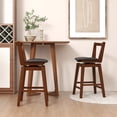 thumbnail image 4 of Costway Swivel Counter Height Bar Stool 1PC 26" Upholstered PU Leather Hollow Backrest, 4 of 8