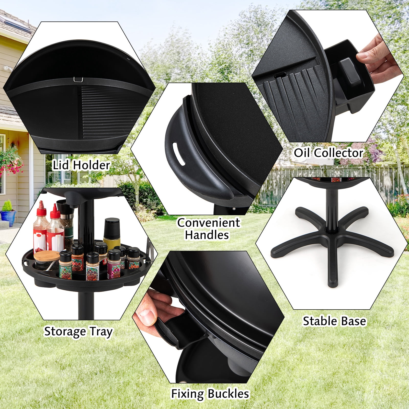 Gymax Indoor Outdoor Electric Grill w/ Non-stick Grill Plate Temperature Control
