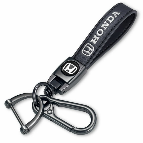 Leather Car Keychain - Premium Keyring Compatible with Honda Accord, Civic, CR-V, Pilot, Fit, Odyssey, EX, EX-L, and Touring Models, Stand Size