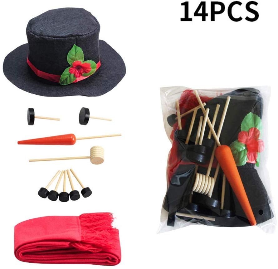 Includes Hat Scarf Wooden Carrot-Nose Tobacco Pipe and Black Dots for Eyes Mouth Buttons Winter Outdoor Fun Snow Toys Snowman Making Kits Snowman Building Kit for Kids iBaseToy Snowman Kit 