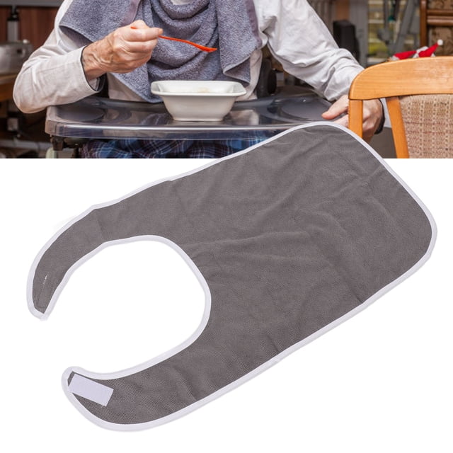 Adult Bibs for Eating, Washable Reusable Clothing Protector with Adjustable Hook and Loop, Feeding Adult Bib Eating Cloth Terry Bib for Eating Nursing Homes