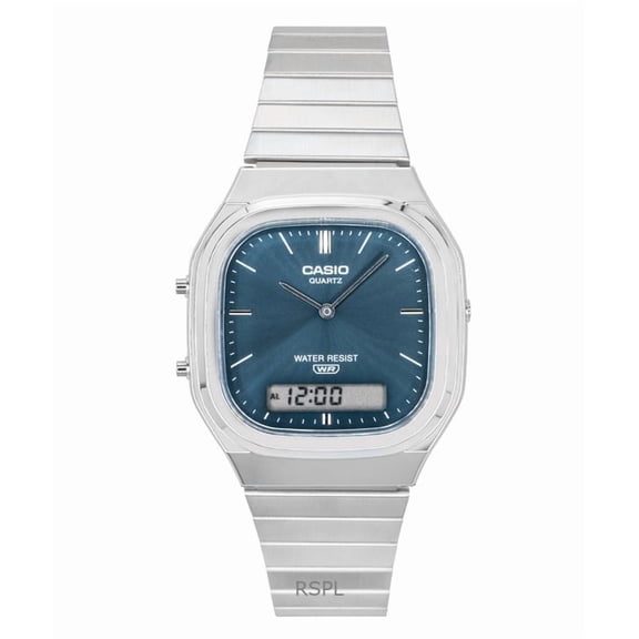 Casio Vintage Analog Digital Stainless Steel Sky Blue Dial Quartz AQ-240E-3A Unisex Watch