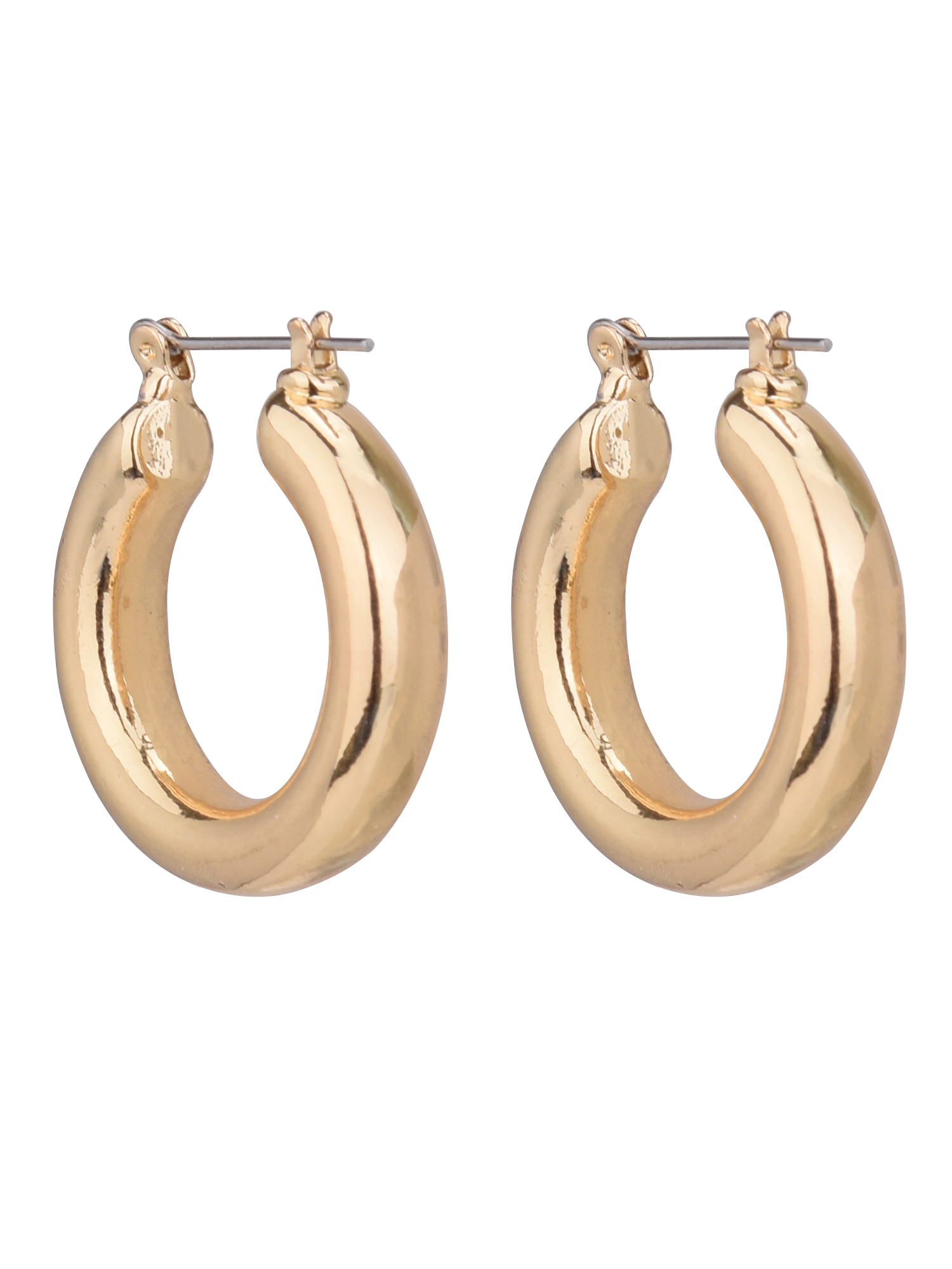 Time and Tru Women's Gold Medium Thick Hoop Earring - image 4 of 5
