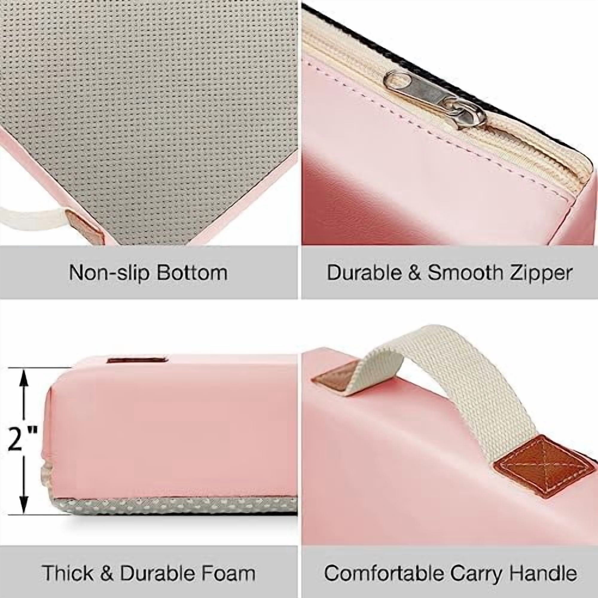 Waterproof Kneeling Pad for Garden or Bath, 2 inch Thick Soft Foam Kneeler Mat for Gardeners Knee Support or Bathtub Bathing with Handle and Removable Cover - Pink