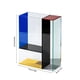 thumbnail image 3 of Jarrón acrílico con paneles transparentes en bloques de color rojo, amarillo y azul | Jarrón moderno Art Déco, 3 of 6