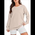thumbnail image 2 of Sudaderas de Gran Tamaño para Mujer, Cuello Redondo, Larga, Sudaderas con Cremallera Lateral, Ropa de Otoño 2025 Crema L, 2 of 9