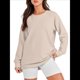 thumbnail image 2 of Sudaderas de Gran Tamaño para Mujer, Cuello Redondo, Larga, Sudaderas con Cremallera Lateral, Ropa de Otoño 2025 Crema XL, 2 of 9