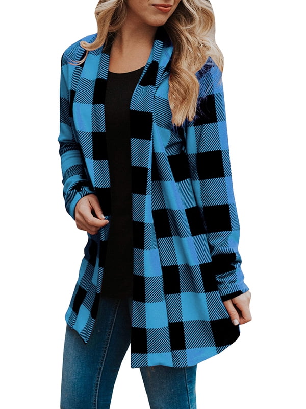women's buffalo plaid cardigan