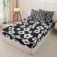 thumbnail image 2 of Homewish Black White Flowers Zipper Queen Comforter Set with Fitted Sheet and 2 Pillowcases,Kawaii Floral Zipper Bedding Set,Black Reversible,4pcs, 2 of 8